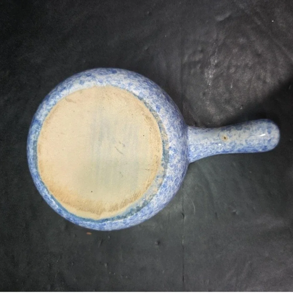 Stoneware Individual‎ Serving Soup Tureen, Blue Speckled Spongeware Crock Pot
